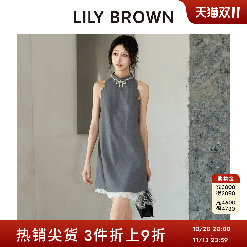 LILY BROWN2026春夏新品CANDY蝴蝶结水钻无袖连衣裙LWFO261802