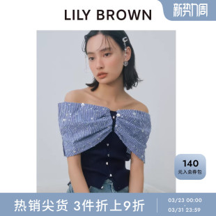 上衣LWNT254803 甜美吊带亮片露肩针织开衫 LILY BROWN秋冬款