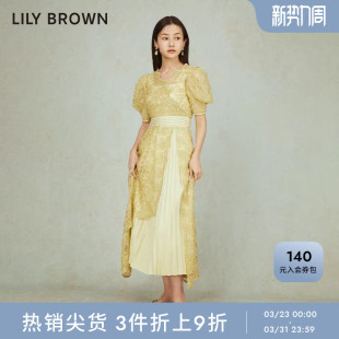 LILY 甜美精致V领高腰蕾丝连衣裙LWFO231070 BROWN春夏款