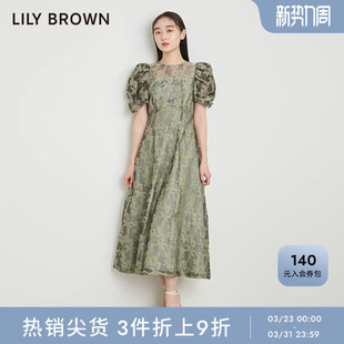 连衣裙LWFO231069 蕾丝甜美刺绣高腰泡泡袖 LILY BROWN春夏款