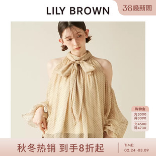LILY BROWN2025秋冬新品百搭露肩蝴蝶结系带雪纺衬衫LWFB254224