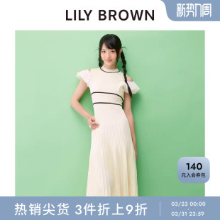 收腰百褶针织连衣裙LWNO251174 荷叶边袖 LILY BROWN春夏款