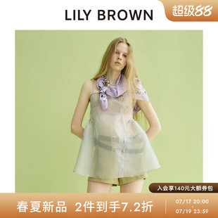 LILY BROWN2026春夏新品甜美透视吊带中长款罩衫上衣LWFB262082