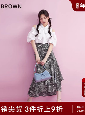 LILY BROWN春夏款 甜美碎花不规则鱼尾裙半身裙LWFS231205