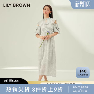 露肩收腰碎花连衣裙LWFO231204 甜美小飞袖 LILY BROWN春夏款