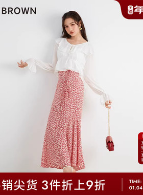 LILY BROWN春夏款 高腰甜美碎花系带雪纺半身裙LWFS232065