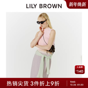 背心露背针织衫 纯色圆领无袖 LWNT251169 BROWN春夏款 LILY