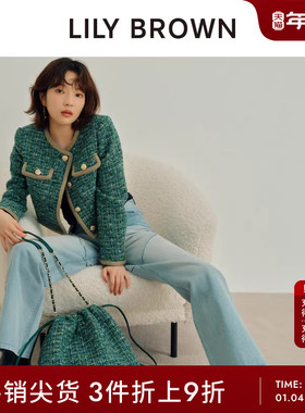 LILY BROWN秋冬款 休闲拼接经典高腰直筒牛仔裤LWFP244027