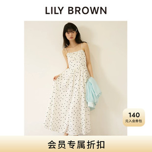 LILY BROWN2026春夏新品度假风吊带高腰A字波点连衣裙LWFO262117