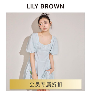 LILY BROWN2024春夏新品可爱方领系带灯笼袖花苞连衣裙LWFO242201