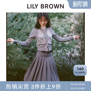 LILY 学院风高腰附腰带百褶半身裙LWFS251145 BROWN春夏款