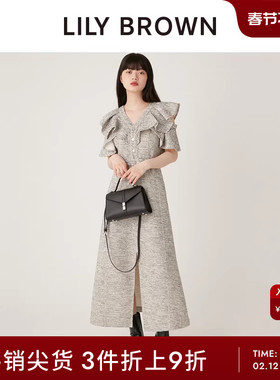 LILY BROWN秋冬款可爱甜美荷叶边露肩收腰连衣裙LWFO244024