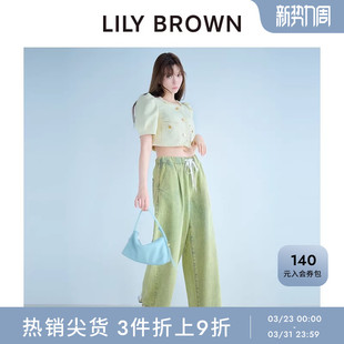 LWFP252065 松紧高腰系带百搭阔腿牛仔裤 LILY BROWN春夏款