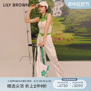 LWFP234009 高腰甜美蕾丝勾花微透视长裤 BROWN秋冬款 LILY