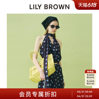 LILY BROWN2026春夏新品复古印花露背挂脖无袖吊带上衣LWFT262098