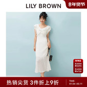 甜美荷叶边V领露背修身 LILY BROWN春夏款 连衣裙LWCO252017
