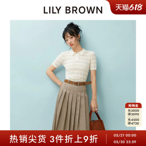 LILYBROWN条纹短袖polo针织衫