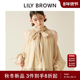 LILY BROWN2025秋冬新品百搭露肩蝴蝶结系带雪纺衬衫LWFB254224