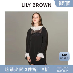 LILY CANDY宫廷风花边方领连衣裙LWFO245802 BROWN秋冬款