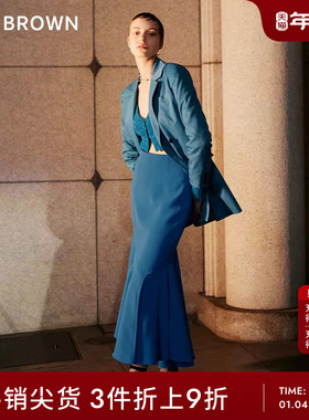 LILY BROWN春夏款纯色修身高腰不规则鱼尾半身裙LWFS231073