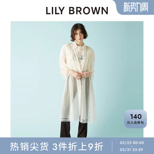 连衣裙LWFO254187 翻领系带透视蕾丝边开衫 LILY BROWN秋冬款