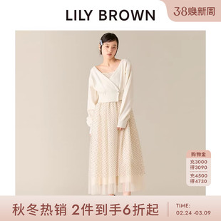 LILY BROWN2025秋冬新品针织开衫吊带薄纱连衣裙两件套LWNO255055