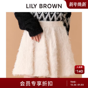 LILY 甜酷高腰纯色仿皮A字半身裙LWFS255041 BROWN2025秋冬新品