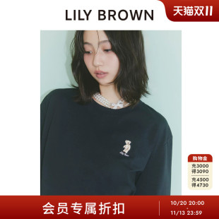 LILY BROWN2026秋冬新品LILY BEAR小熊刺绣圆领长袖T恤LWCT264184