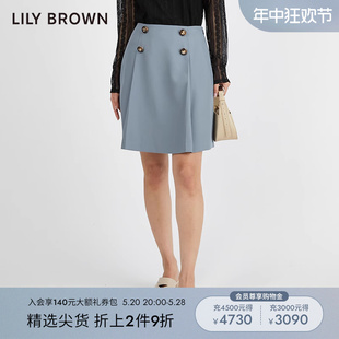 复古少女纽扣短裙半身裙LWFS211103 法式 BROWN春夏 LILY