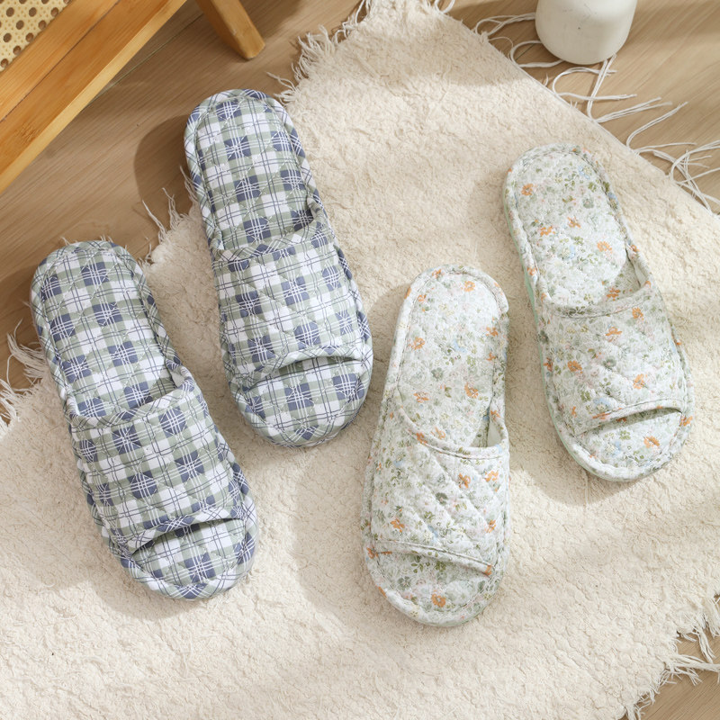 三层加厚布底布拖鞋女防滑静音