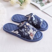 防滑颗粒纯棉布艺家居用男女室内静音软布底拖鞋 2023款 春秋夏四季