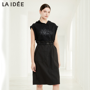 LAIDEE/罗兰伊杜连衣裙拼接法式特色工装裙典雅气质裙子收腰女夏