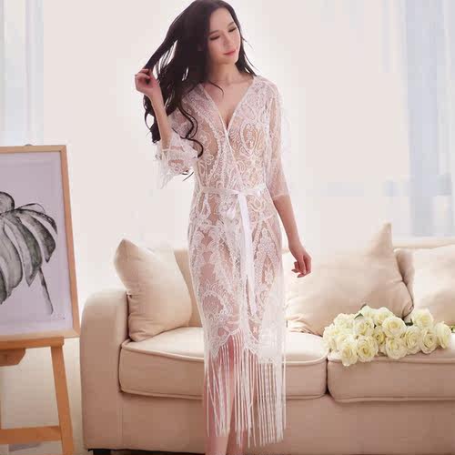 法式高级感透明蕾丝吊带睡裙睡袍独轻熟御姐特绝美性感睡衣连衣裙