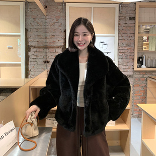 皮草女款2024新款冬季水貂短款外套环保皮毛一体大衣貂皮毛毛上衣