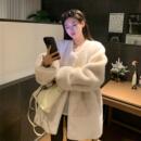 高级水貂绒长袖 皮毛一体外套女加厚圆领长袖 毛毛大衣 新款 2025冬季