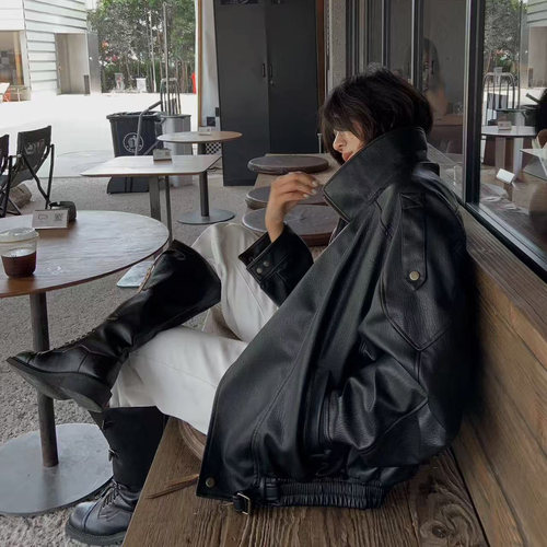 黑色重工痞帅机车服外套