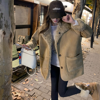 两面穿皮毛一体毛毛外套女冬季加厚宽松机车服上衣羊羔毛皮草外套