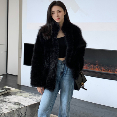 仿皮草进口托斯卡纳皮毛一体外套