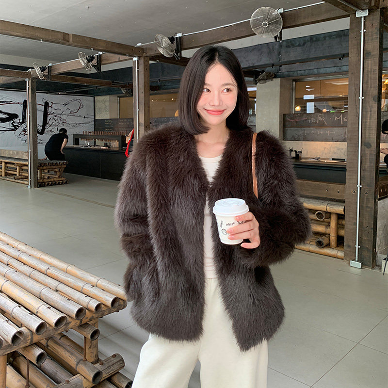 皮毛一体皮草外套女冬新款