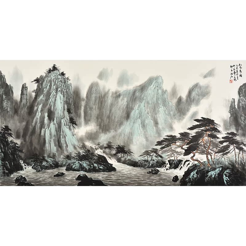 收藏推荐中国山水画协会副主席程冰石老师手绘真迹国画水墨山水画