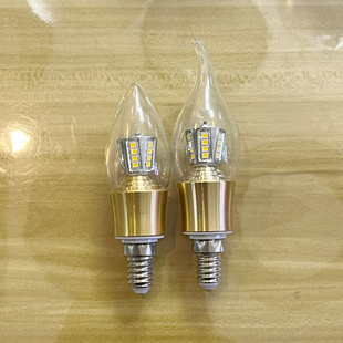 E14小螺口小头蜡烛灯无频闪暖白尖泡拉尾7瓦高显色led水晶灯吊灯