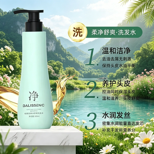 BALLS SENCE柏森丝柔净舒爽洗发水300ml改善干燥清爽柔顺滑