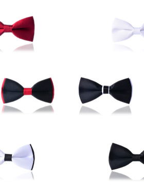 纯色领结男结婚新郎团建合唱主持人演出表演酒红色英伦蝴蝶结黑色