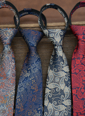 黑色免打结领带男士易拉得上班学生懒人拉链纯色8cm男时尚SJS14