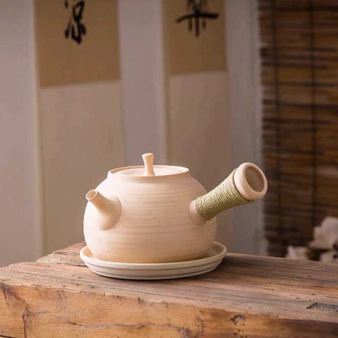 祥润堂素陶烧水壶电陶炉煮茶器侧把壶户外明火单人小容量土陶茶壶