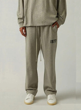 SweatpantSS22 ESSENTIALS 1977直筒加绒长裤植绒运动裤男