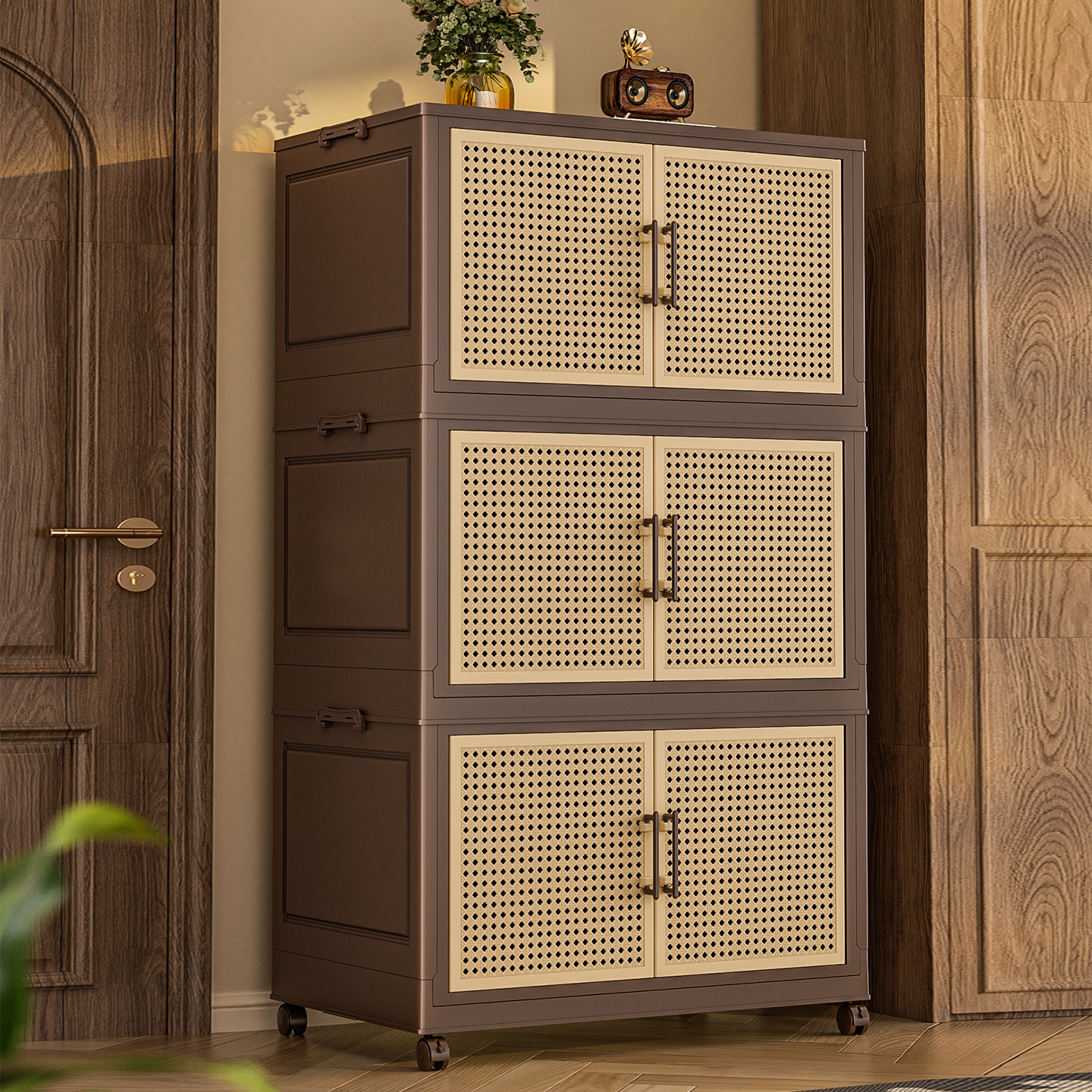 【折叠双开门】中古风移动收纳柜