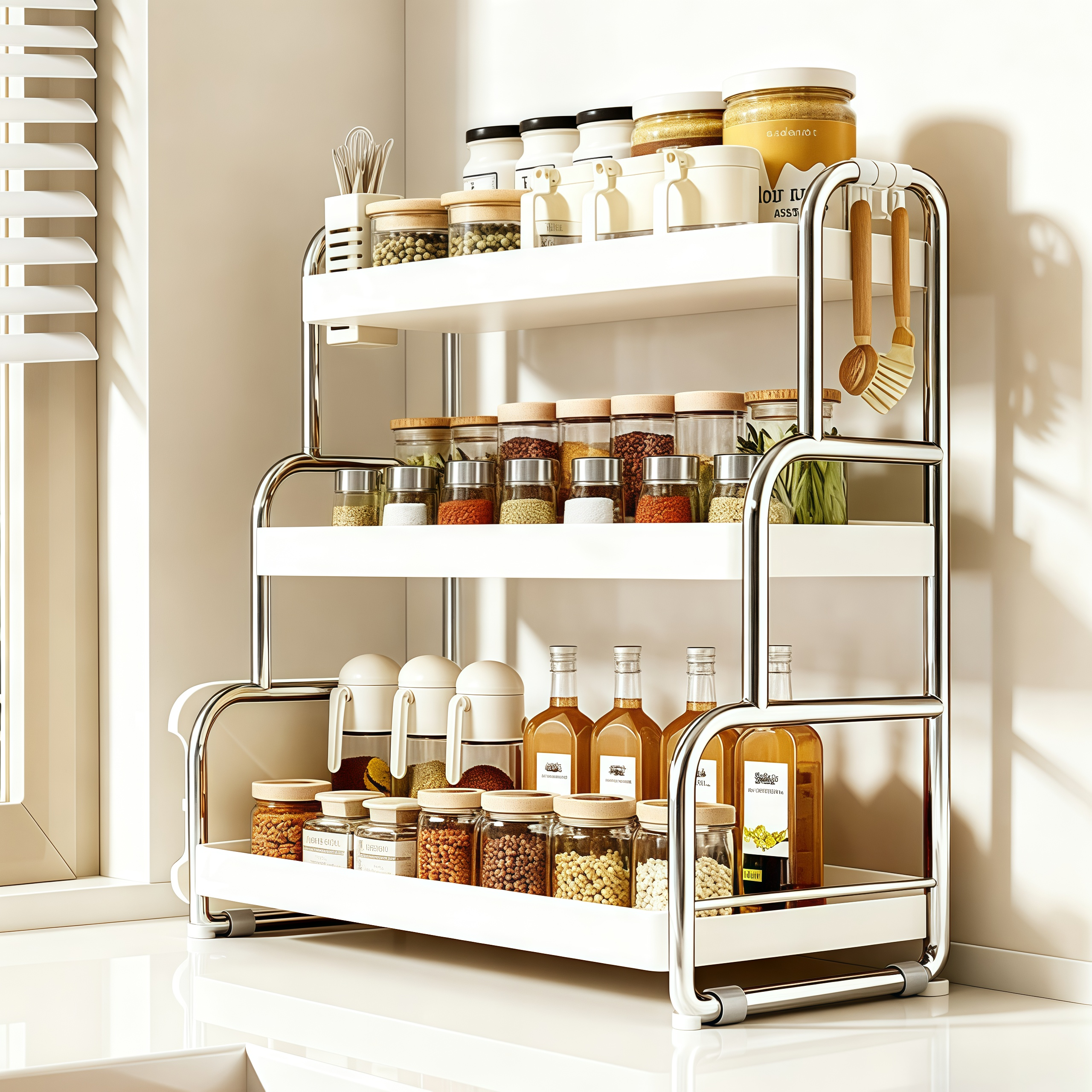 厨房调料品置物架家用多功能不锈钢台面调味料架筷子收纳架子桌面