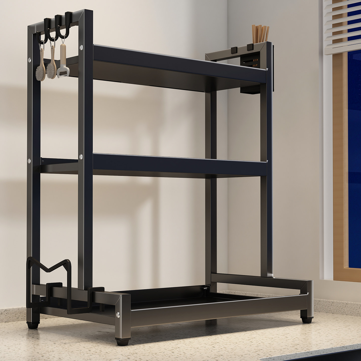 厨房调料架置物架双层家用台面多功能调味料放油瓶盐酱醋收纳架子