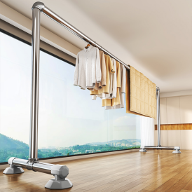 钢管晾衣架落地家用卧室阳台晒衣架加粗户外晒被杆简易挂衣服架子